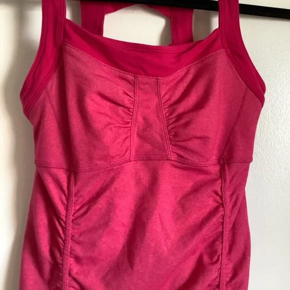 Athleta Scruntch Tank Hot Pink Strappy Criss Cross - Picture 4 of 6